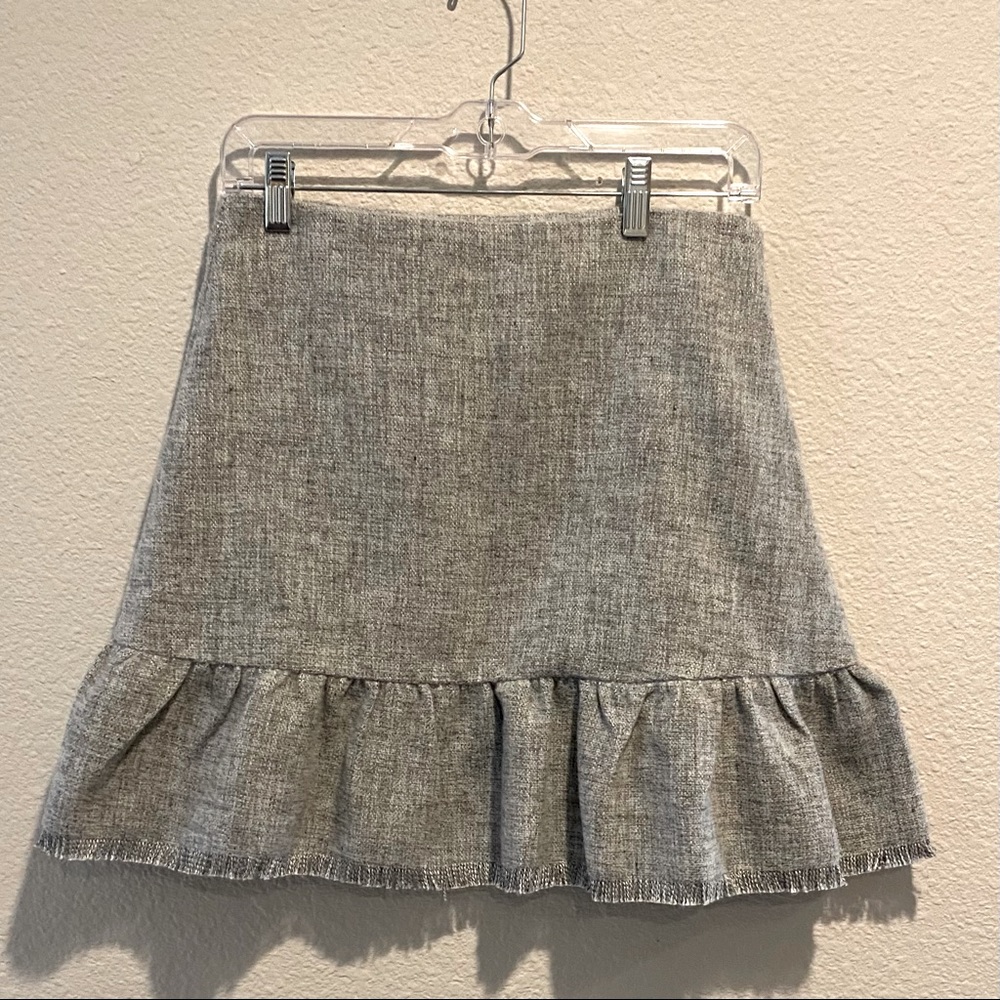 Pazzo Gray Wool Feeling Cute Ruffle Work Skirt Med
